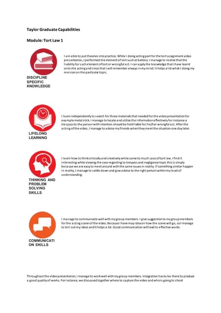 Taylor graduate capabilities ( tort law)