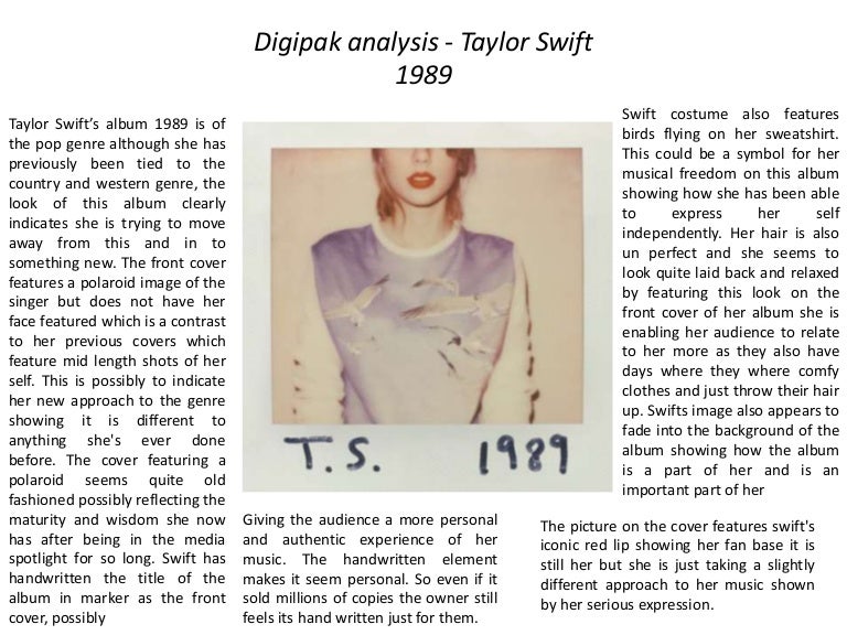 Taylor swift digipak analysis