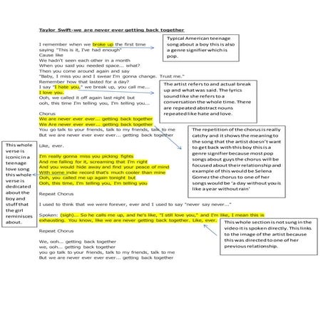 Taylor swift lyric anotation | DOCX