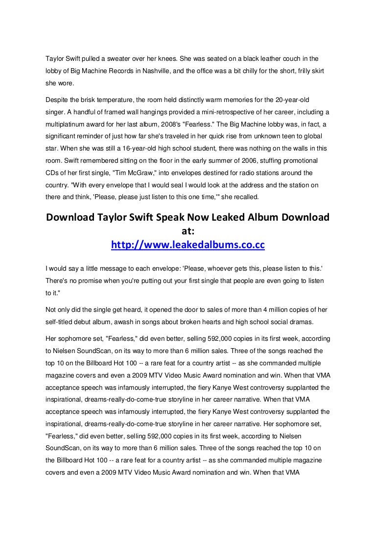 Taylor Swift Speak Now Leaked Download New Album 10