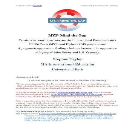 MYP: Mind The Gap [MA Assignment]