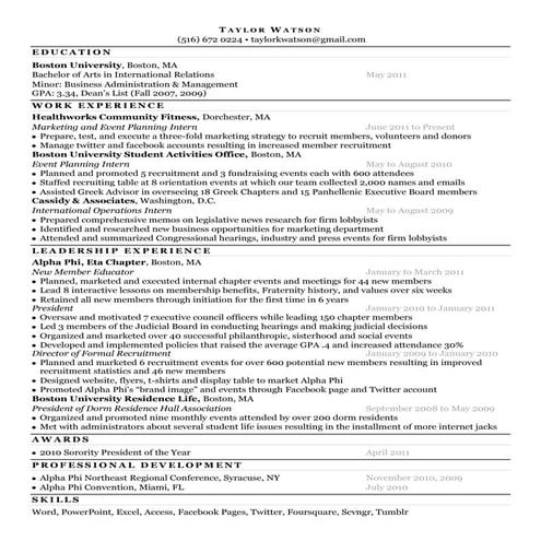 Taylor Watson CV
