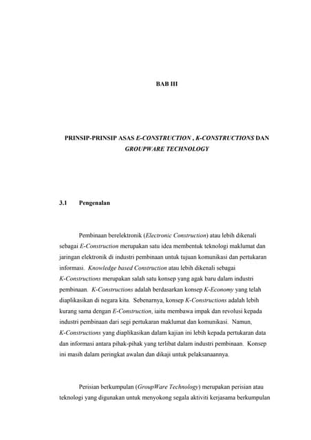 Prinsip-prinsip Asas E-Construction, K-Constructions dan Groupware Technology