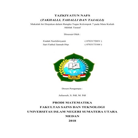 TAZKIYATUN NAFS (TAKHALLI, TAHALLI DAN TAJALLI)