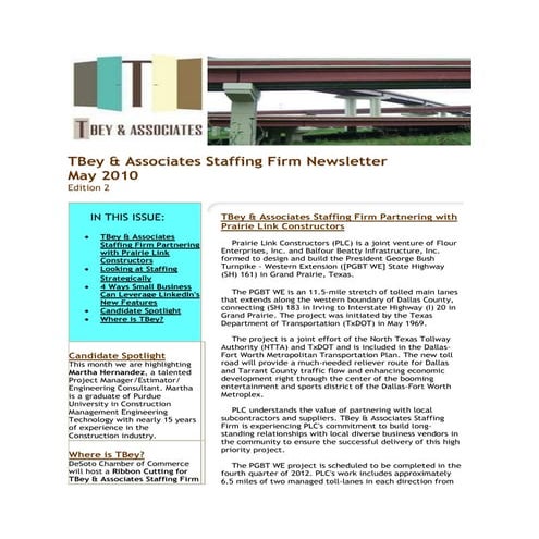 TBey &amp; Associates Newsletter   May 2010