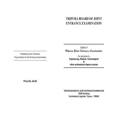 Tbjee Syllabi 2019 - Tripura Jee 