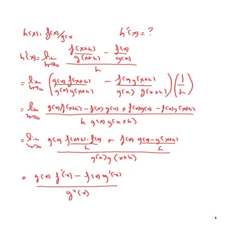 Calculus 302 Product and Quotient Rules