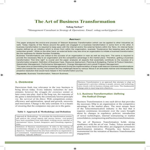 Art of Business Transformation by Sohag Sarkar