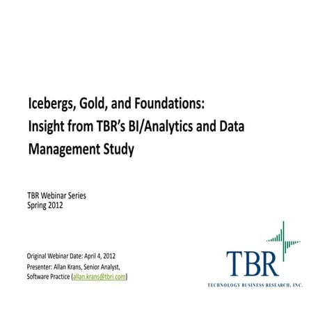 TBR BI/Analytics & Data Mgmt Study