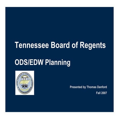 TBR ODS EDW Planning 2007