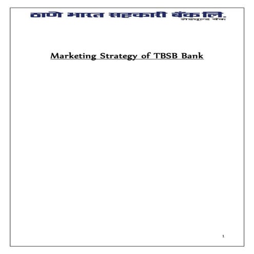 Marketing Strategy of Thane bharat sahakari Bank