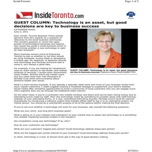 TBT guest column: Technology Is An Asset   Jun 11