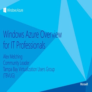 Windows Azure Overview for IT Professionals