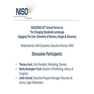 ALA NISO-BISG Forum - Todd Carpenter