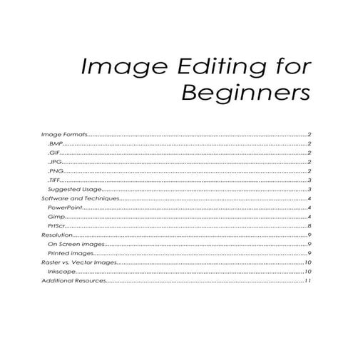 Image Editing for Beginners - Training Handout