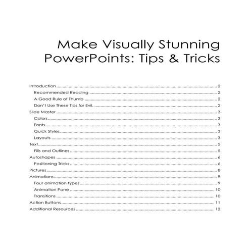 Make Visually Stunning PowerPoints - Training Handout