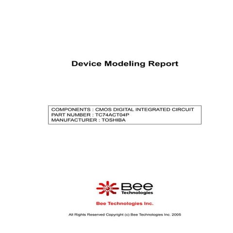 SPICE MODEL of TC74ACT04P in SPICE PARK | PDF