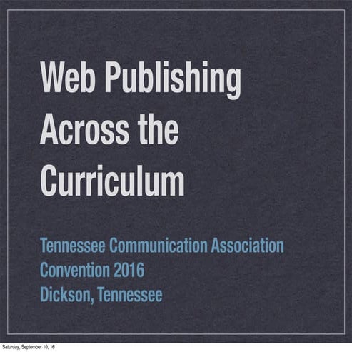 Web Publishing Across the Curriculum
