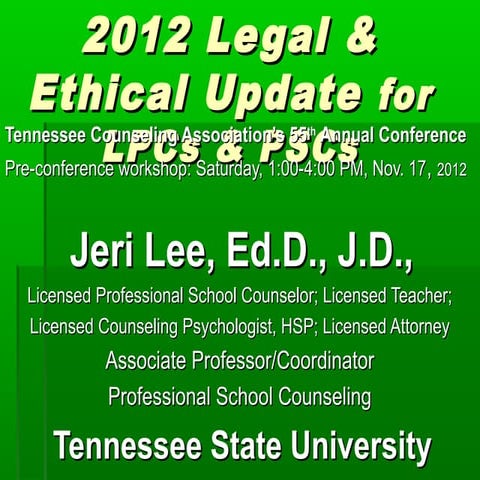 Pre-Conference: Relevant Ethics and Court Cases
