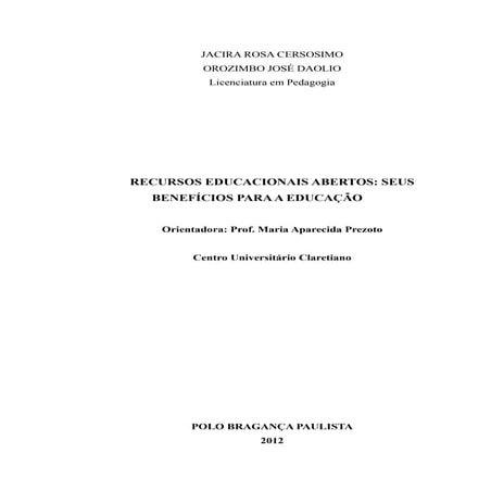 RECURSOS EDUCACIONAIS ABERTOS: SEUS BENEFÍCIOS PARA A EDUCAÇÃO