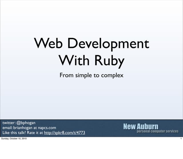 Web Development With Ruby - From Simple To Complex