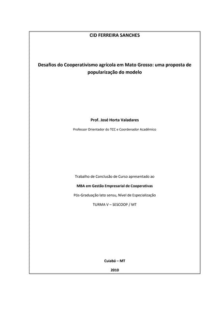 Tcc Desafios Do Cooperativismo Agrí...