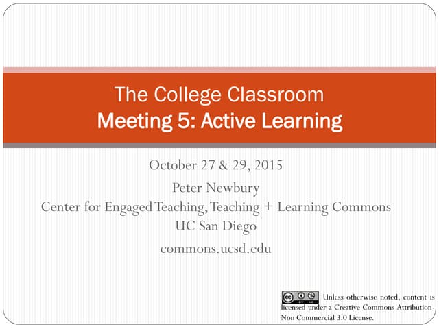 The College Classroom Fa15 Meeting 5: Active Learning