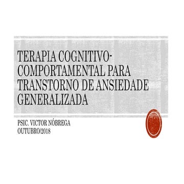 Terapia Cognitivo-Comportamental Para Transtorno de Ansiedade Generalizada