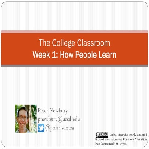 The College Classroom (Fa14) Week 1: How People Learn