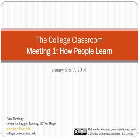 The College Classroom Wi16 Meeting 1: How People Learn
