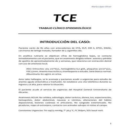 Caso Clinico Epidemiológico