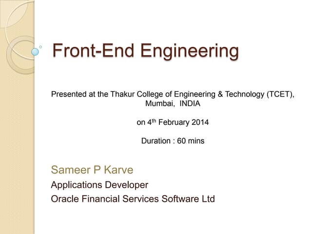 Front-end Engineering Concepts