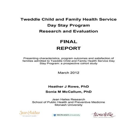 Day Stay Program - Research and Evaluation - Tweddle Child and Family ...