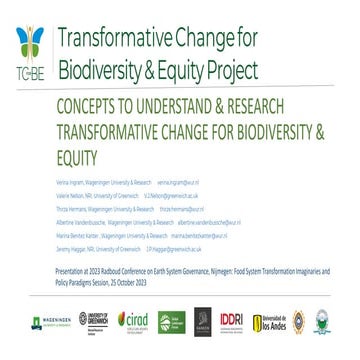 TCforBE CONCEPTS TO UNDERSTAND & RESEARCH TRANSFORMATIVE CHANGE FOR ...