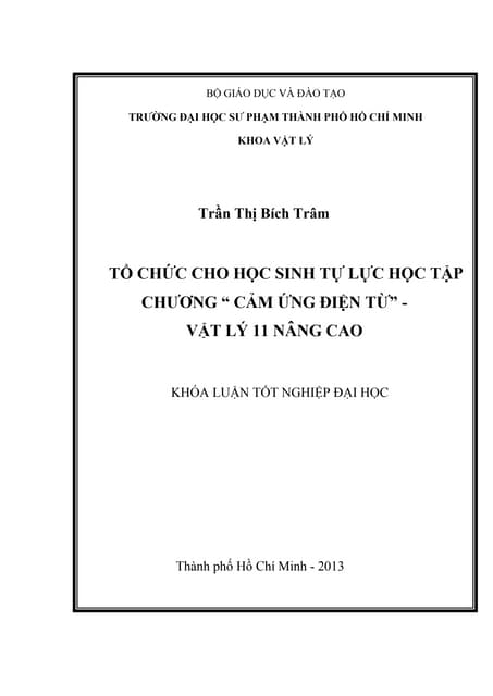 Tổ chức cho học sinh tự lực học tập chương “cảm ứng điện từ” vật lý 11 nâng cao