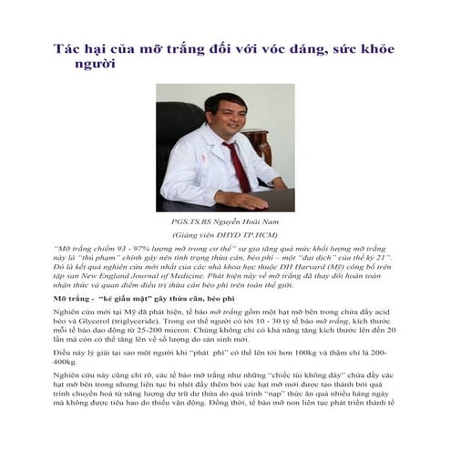 Tác hại của mỡ trắng đối với vóc dáng, sức khỏe người