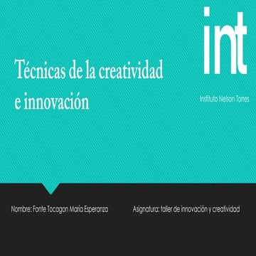 Técnicas de la Creatividad e Innovación 