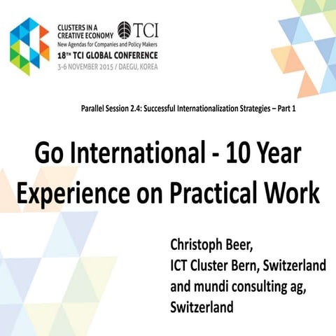 TCI 2015 Go International - 10 Year Experience on Practical Work