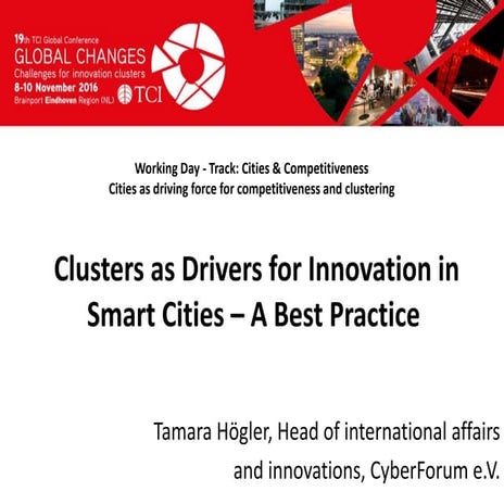 TCI 2016 Clusters as Drivers for Innovation in Smart Cities 