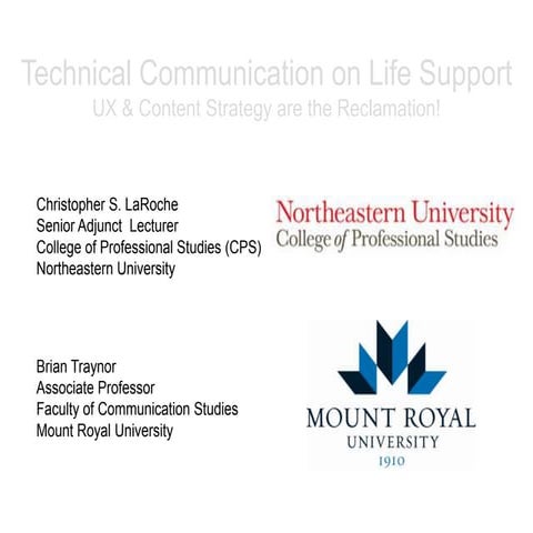 Technical Communication on Life Support: UX and Content Strategy are the Recl...