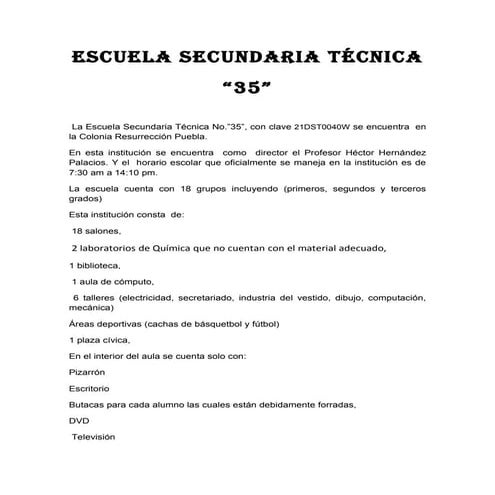 ESCUELA SECUNDARIA TÈCINA No"35"