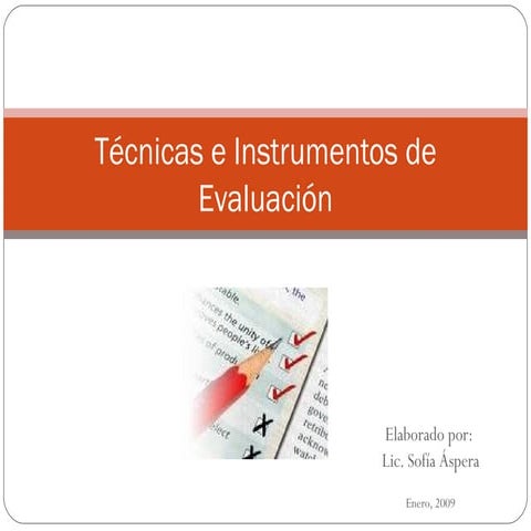 TéCnicas E Instrumentos De EvaluacióN