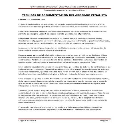 Técnicas de argumentación del abogado penalista
