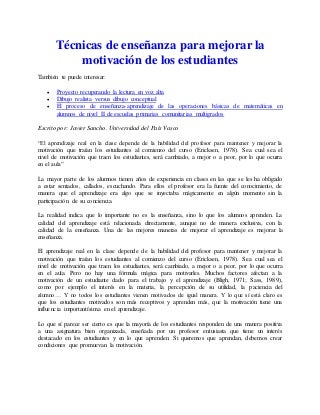 Técnicas de enseñanza para mejorar la motivación de los estudiantes