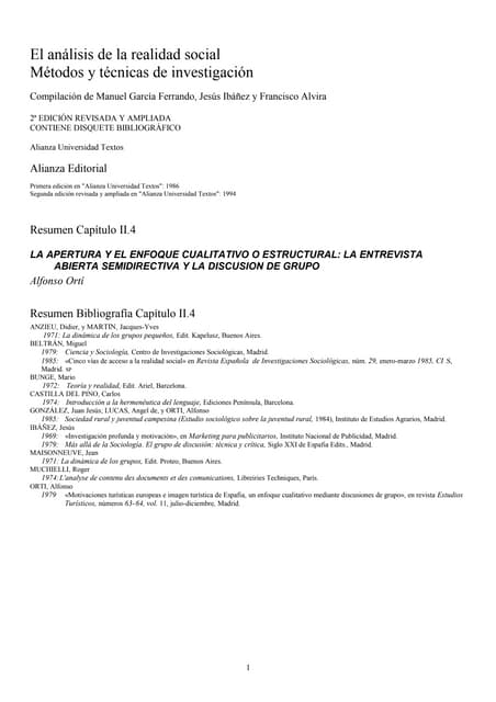 El análisis de la realidad social M...