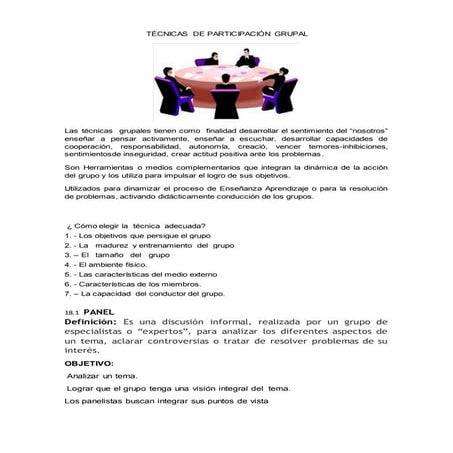 Técnicas  de participación grupal