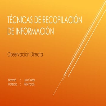 Técnicas de recopilación de información - observacion