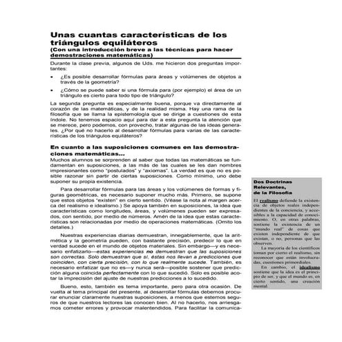 Técnicas para demostraciones, usando triángulos equilateros