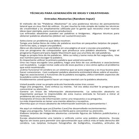 Técnicas para generación de ideas y creatividad