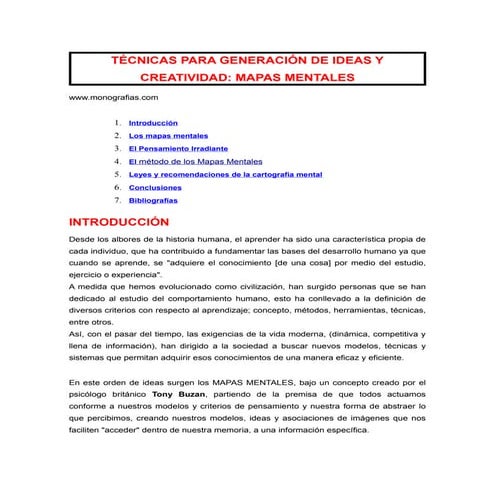 Técnicas para generación de ideas y creatividad mapas mentales